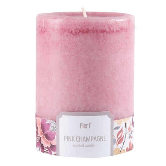 Pier 1 Pink Champagne 3X4 Mottled Pillar Candle
